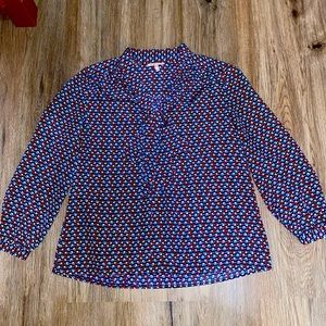 Juicy Couture Navy Patterned Bow Tie Dress Top EUC